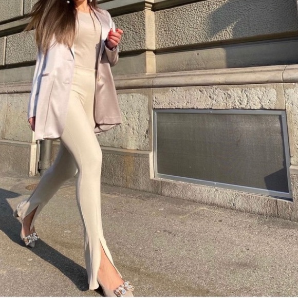 ZARA Cream Hi-Rise Legging - Picture 2 of 4